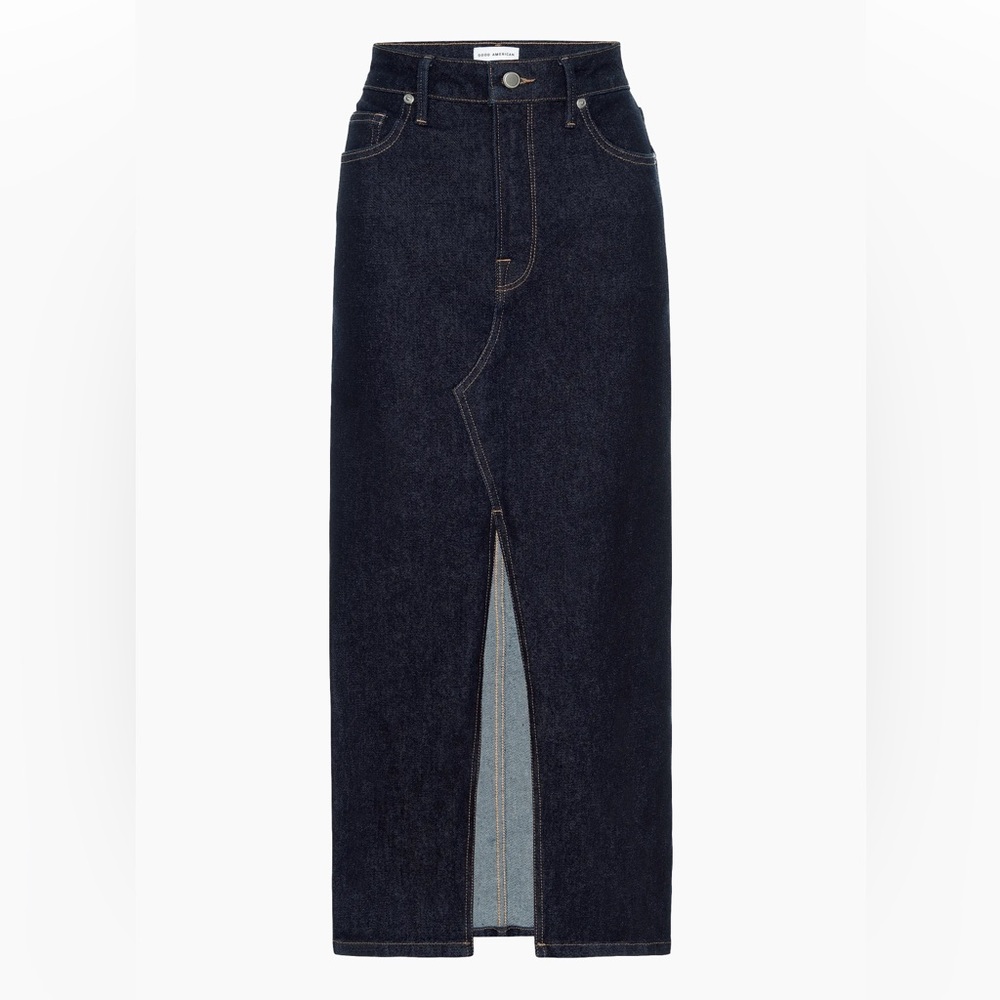 NWT Good American Stretch Denim Midi Skirt Sz 2/26 - Picture 7 of 13